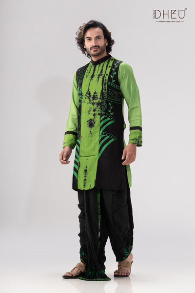 Dheu Exclusive- Designer Silk Dhoti(Optional)Kurta Set