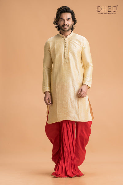Patra Chai- Men's Kurta + Dhoti(Optional)
