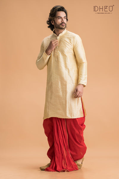 Patra Chai- Men's Kurta + Dhoti(Optional)