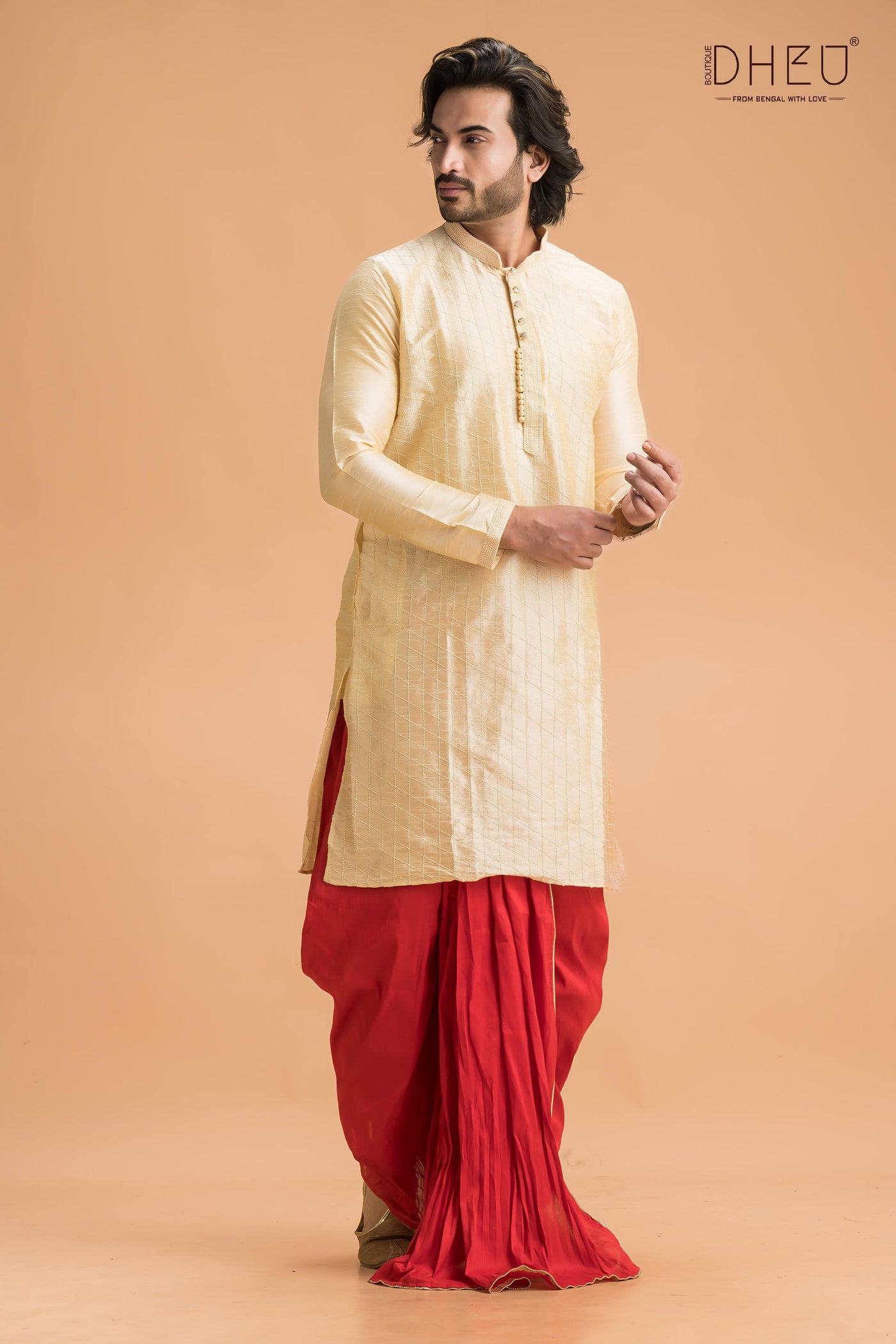 Patra Chai- Men's Kurta + Dhoti(Optional)