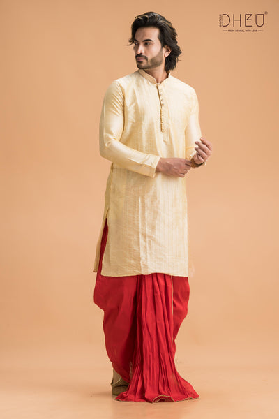 Patra Chai- Men's Kurta + Dhoti(Optional)