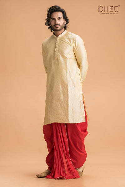 Patra Chai- Men's Kurta + Dhoti(Optional)