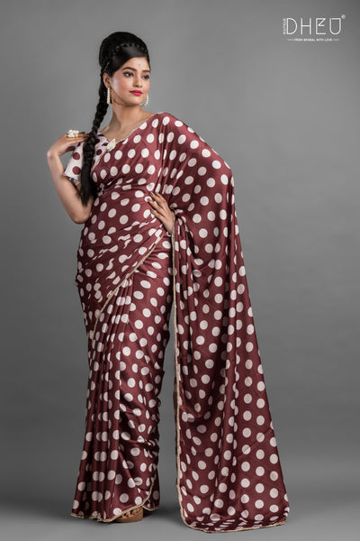 Suku Suku-Dheu Exclusive Printed Satin Saree