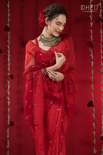 Pure Khadi Silk Gini Saree (Silk Mark Certified)