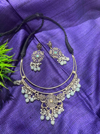 Oxidized German Silver Neckwear Set