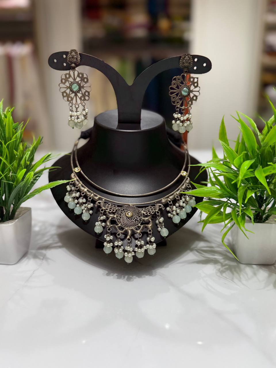 Oxidized German Silver Neckwear Set