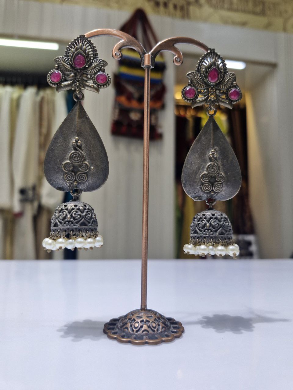 Oxidized German Silver Earrings