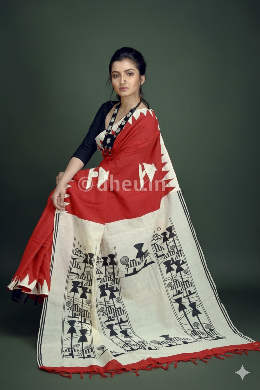 Amader Choto Gram-Cotton Saree Kurta Couple Set