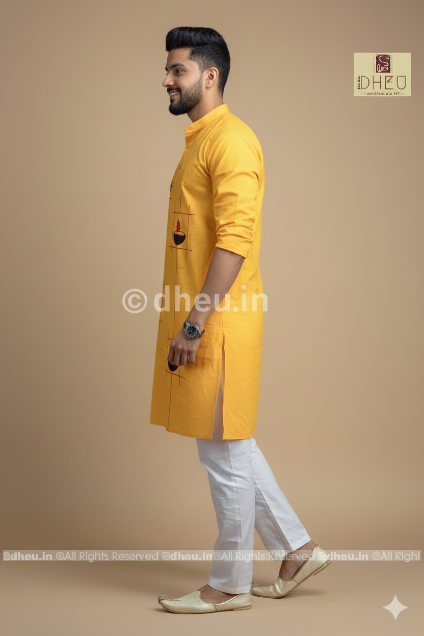 Diya-Handloom Cotton Applique kurta