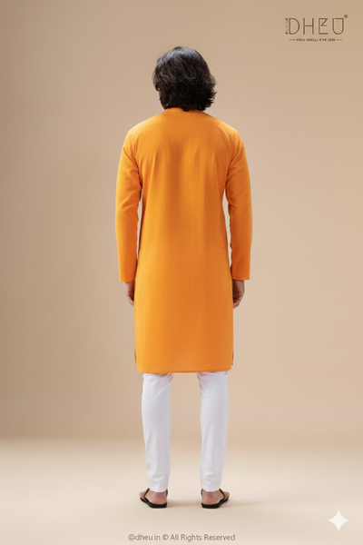 Mustard Yellow 2- Cotton  Kurta for Men