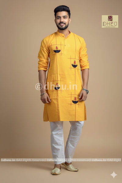 Diya-Handloom Cotton Applique kurta