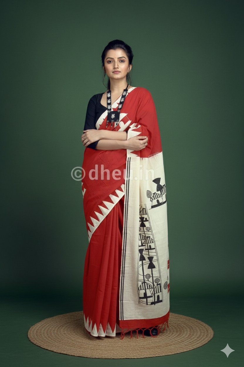 Amader Choto Gram-Cotton Saree Kurta Couple Set