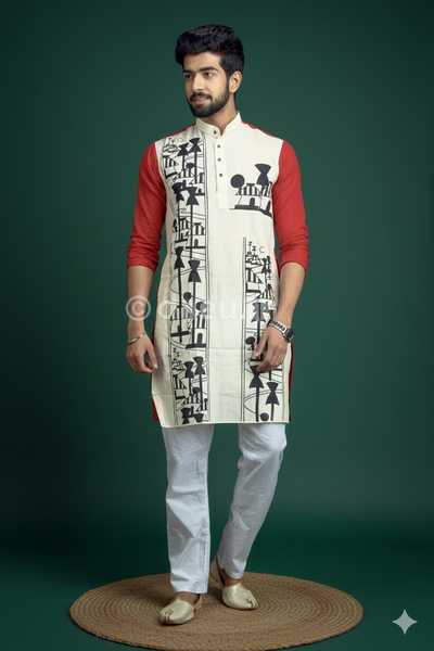 Amader Choto Gram-Cotton Saree Kurta Couple Set