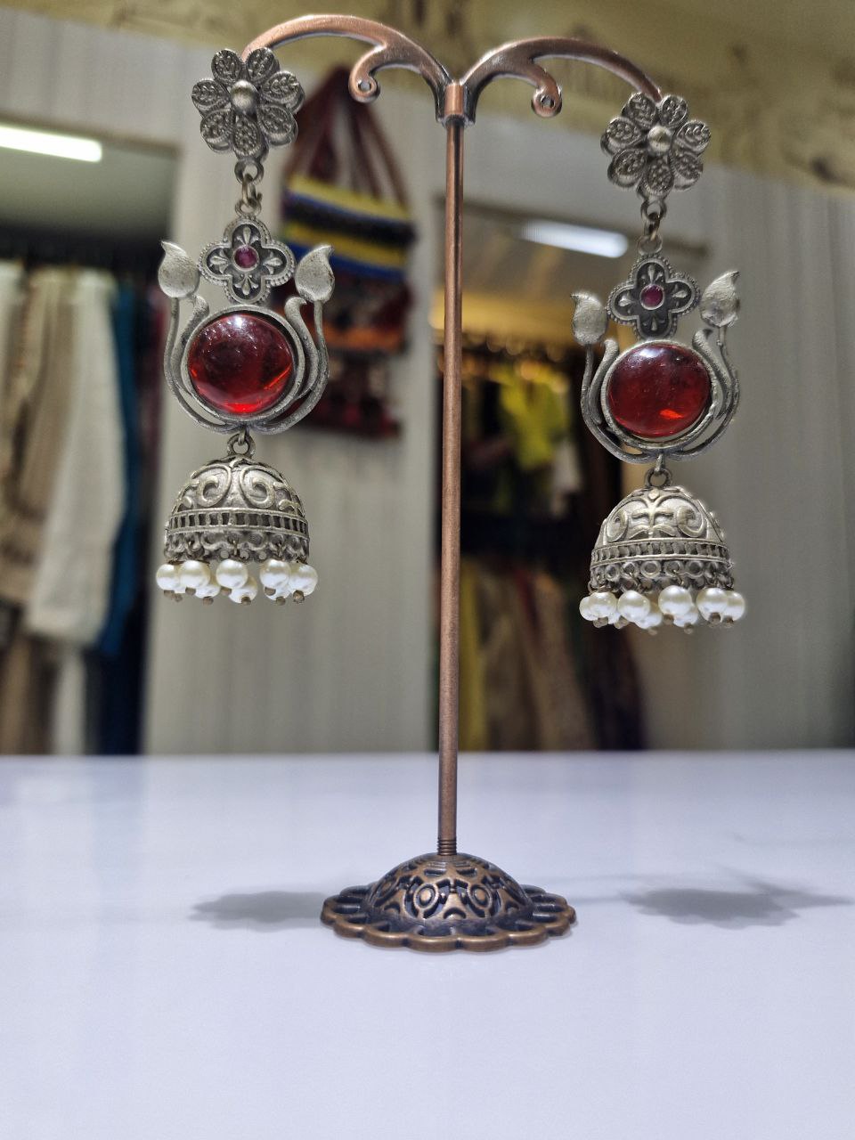 Oxidized German Silver Earrings