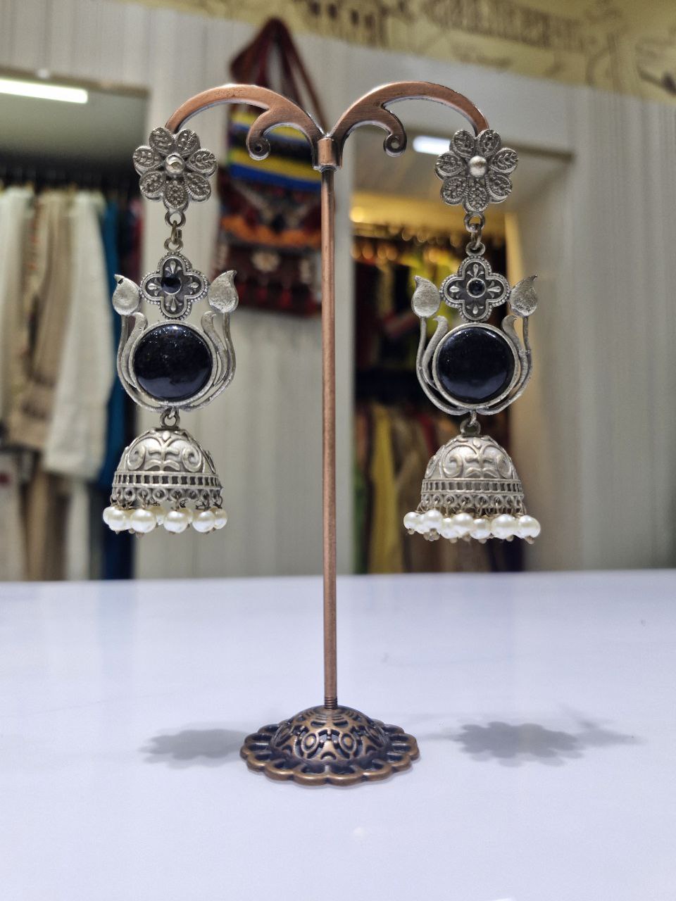 Oxidized German Silver Earrings