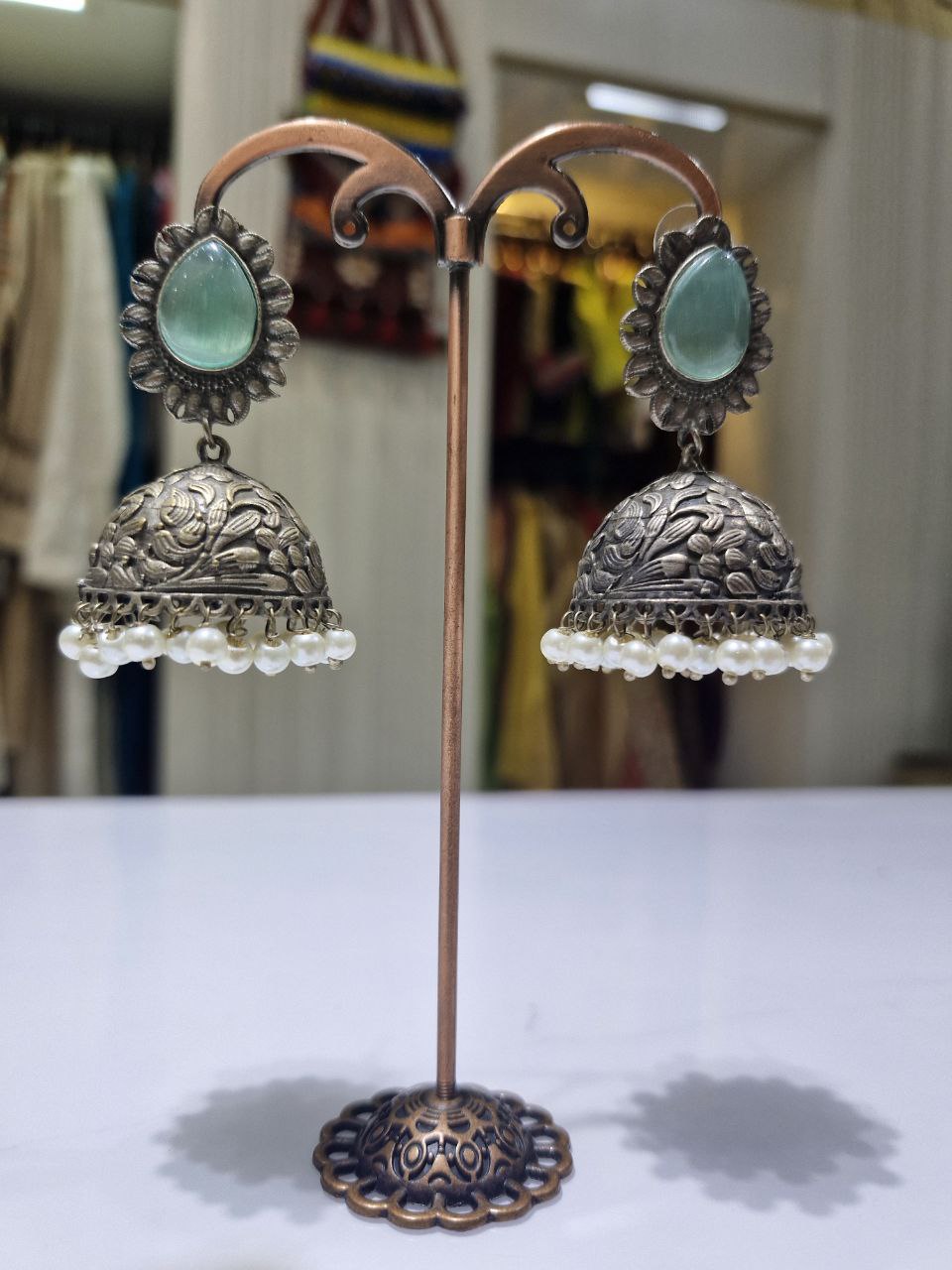 Oxidized German Silver Earrings