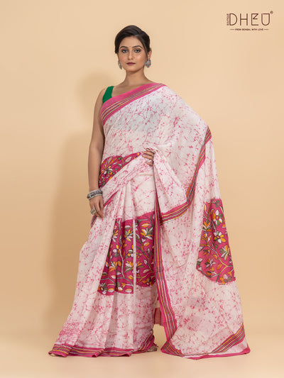 Kantha Stitch Saree at low cost only at Dheu.in