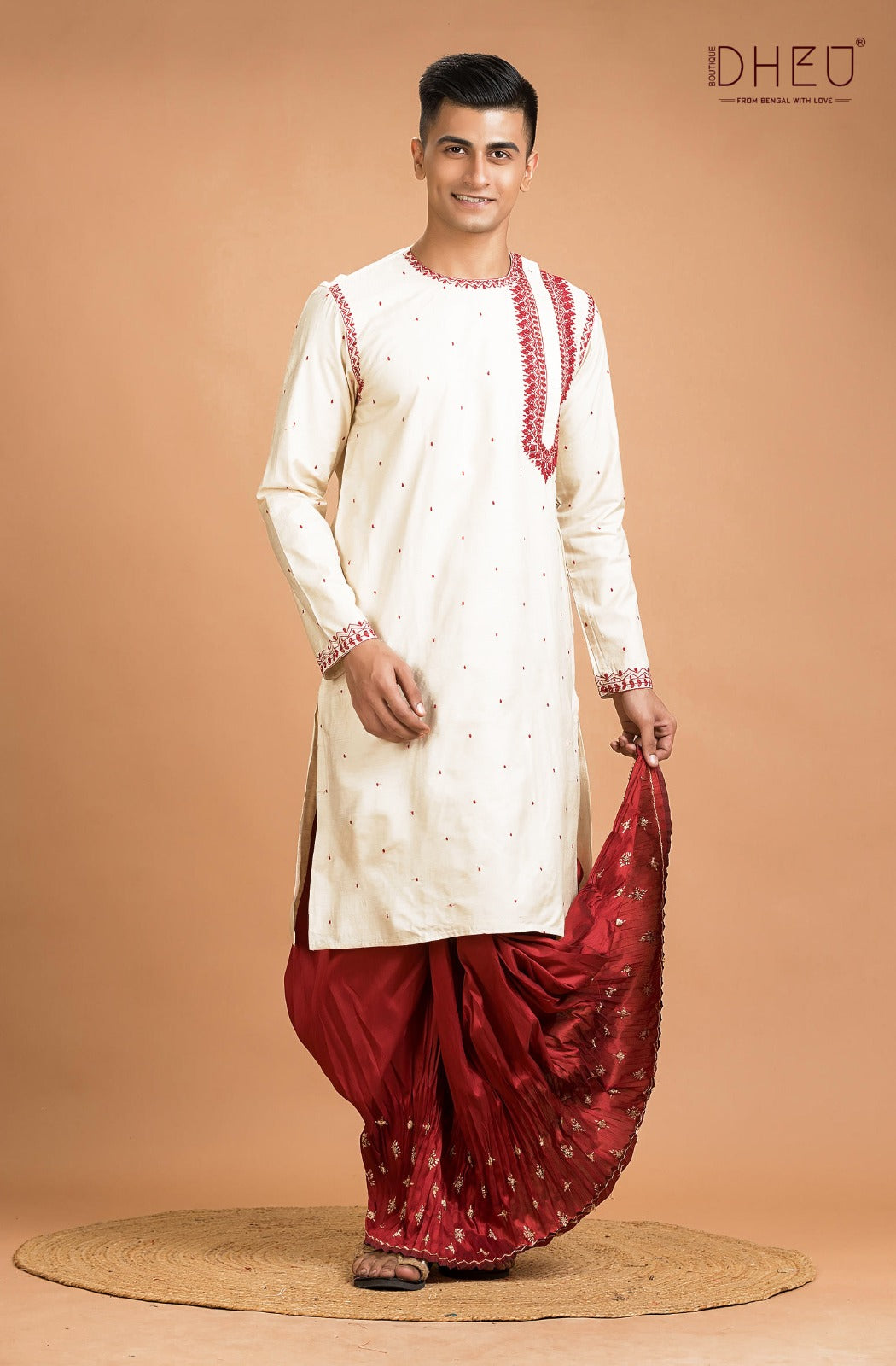 Buy Authentic Bengali Dhuti Kurta for Wedding | Groom’s Dhoti Punjabi ...