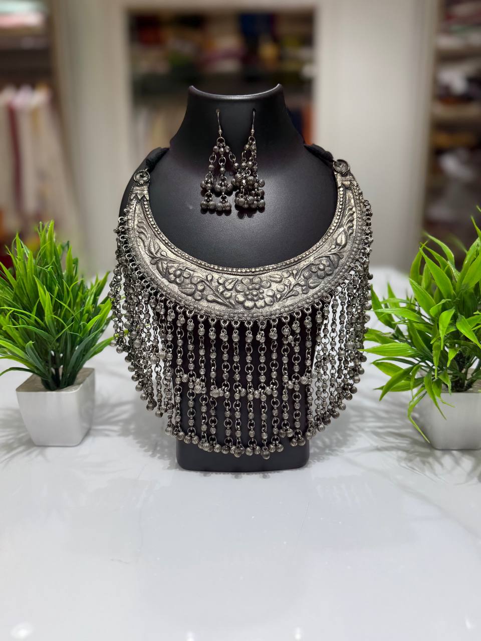 Oxidized German Silver Neckwear Set