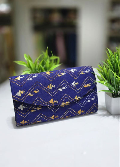 Handmade Embroidery Blue Clutch Bag