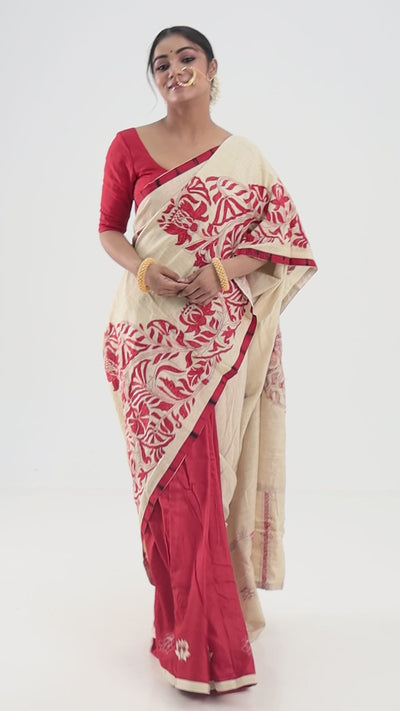 Dheu Exclusive -Hand crafted kantha saree