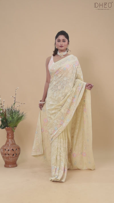 Veronica  - Exclusive Chiffon Zardosi Saree