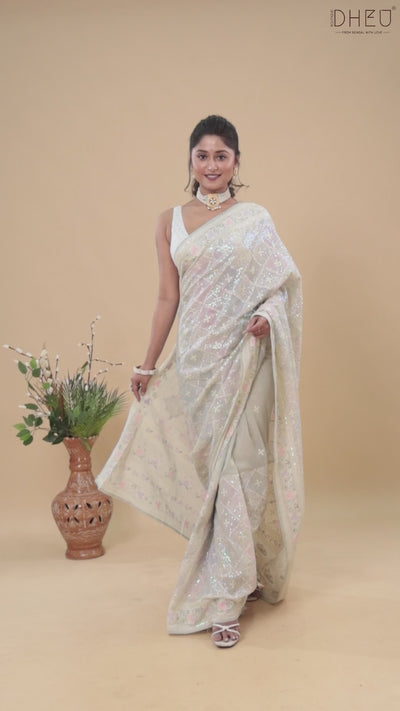 Shameplant - Chiffon Georgette Embroidered Saree