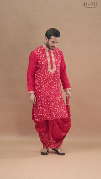 Exclusive Katan Silk Kurta & Dhoti Set