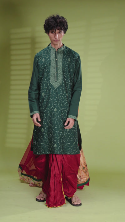 Designer Silk Saree & Kurta Couple Set