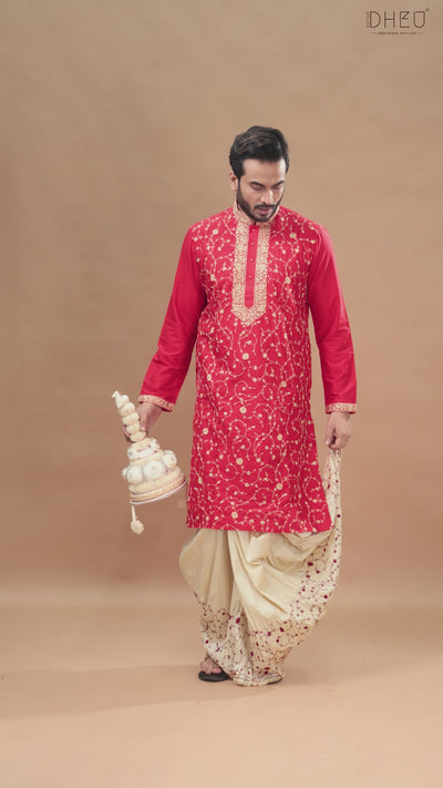 Exclusive Katan Silk Kurta & Dhoti Set