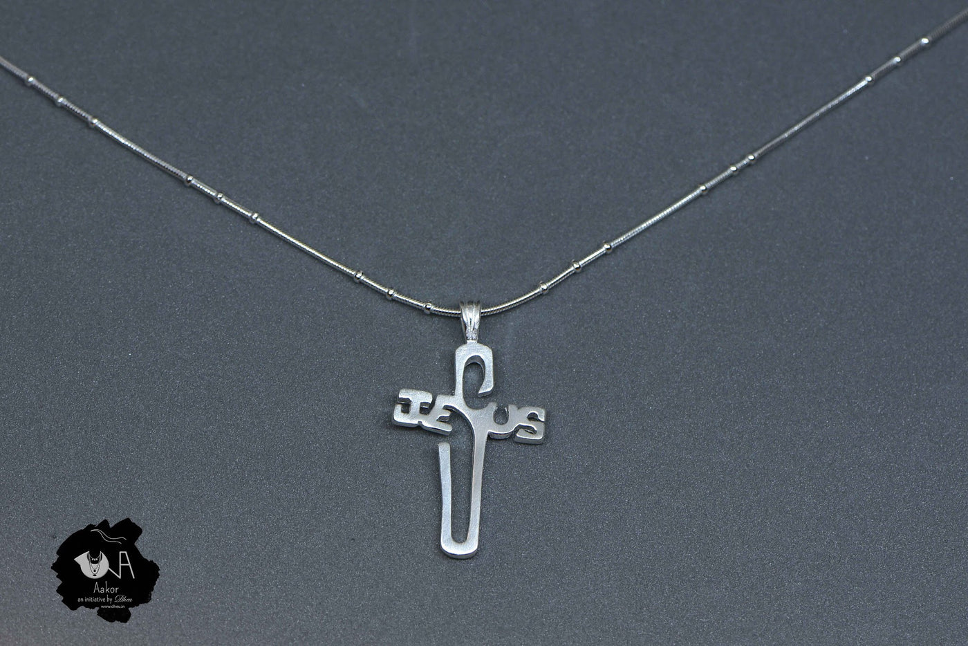 Pure Silver Oxidized  Jesus Pendant - Boutique Dheu