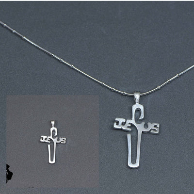 Pure Silver Oxidized  Jesus Pendant - Boutique Dheu