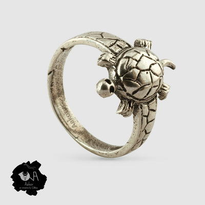 Pure Silver Handcrafted Lucky Tortoise Ring - Boutique Dheu