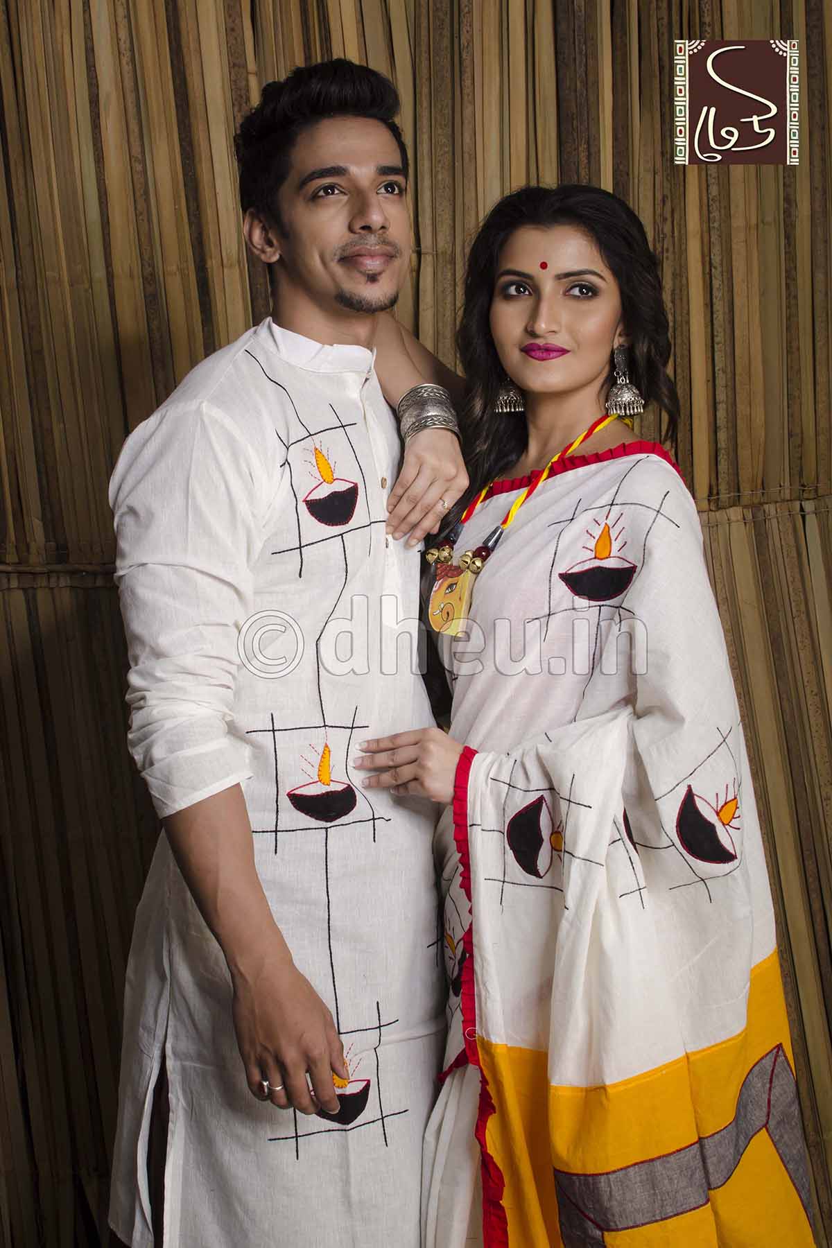 Diya Couple Set-Saree-Kurta - Boutique Dheu