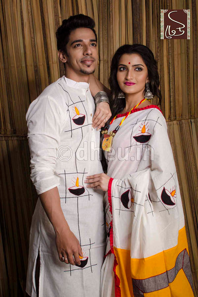 Diya Couple Set-Saree-Kurta - Boutique Dheu