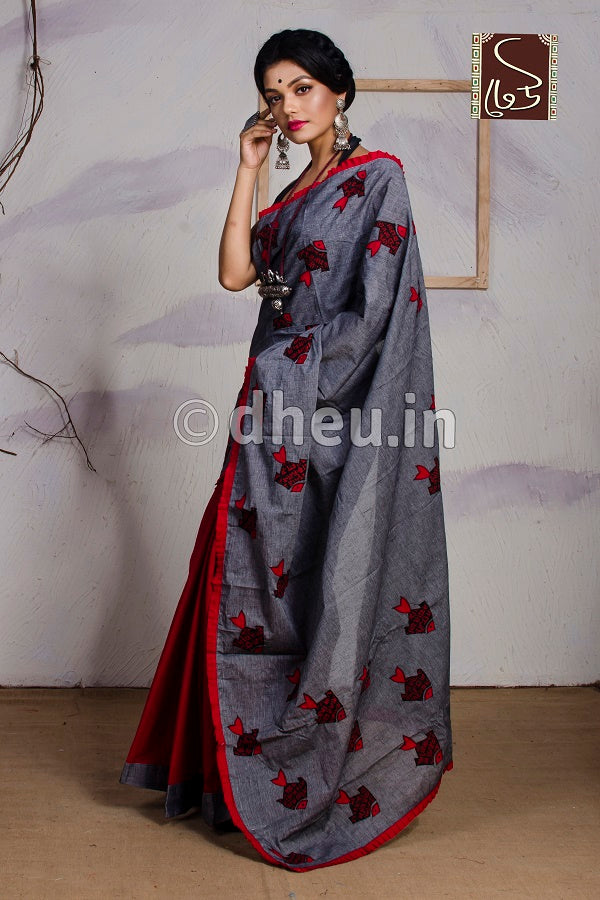 Fish-Dheu Exclusive Applique Saree - Boutique Dheu