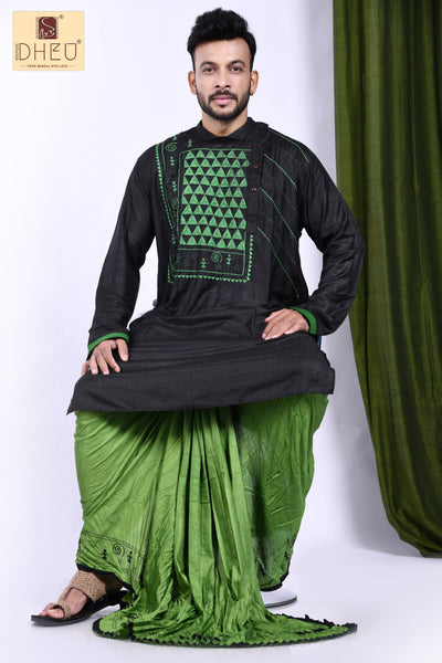 Taranath Tantric- Dheu Designer Silk  Dhoti(Optional)Kurta Set