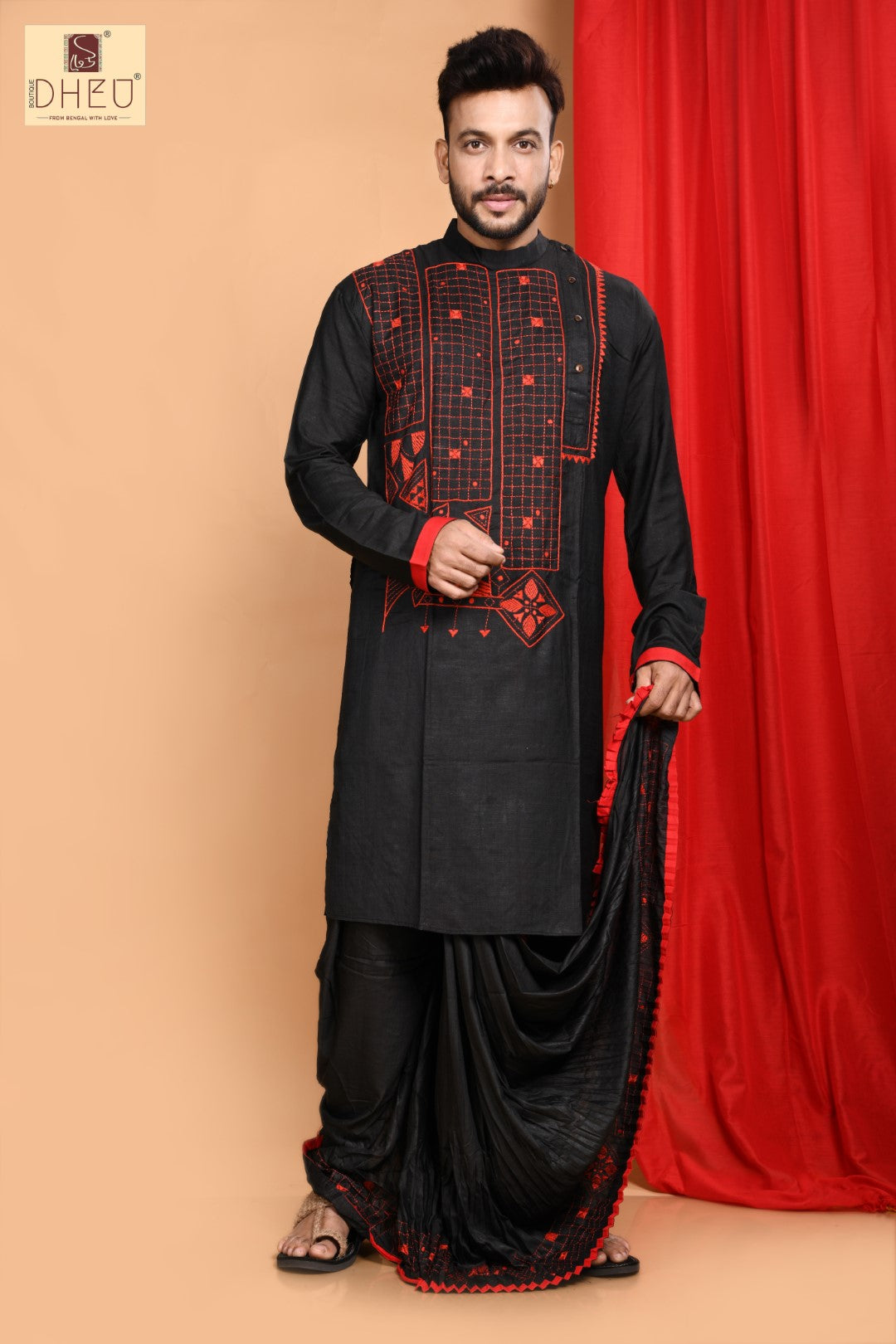 Mollick Bari- Dheu Designer Silk  Dhoti(Optional)Kurta Set