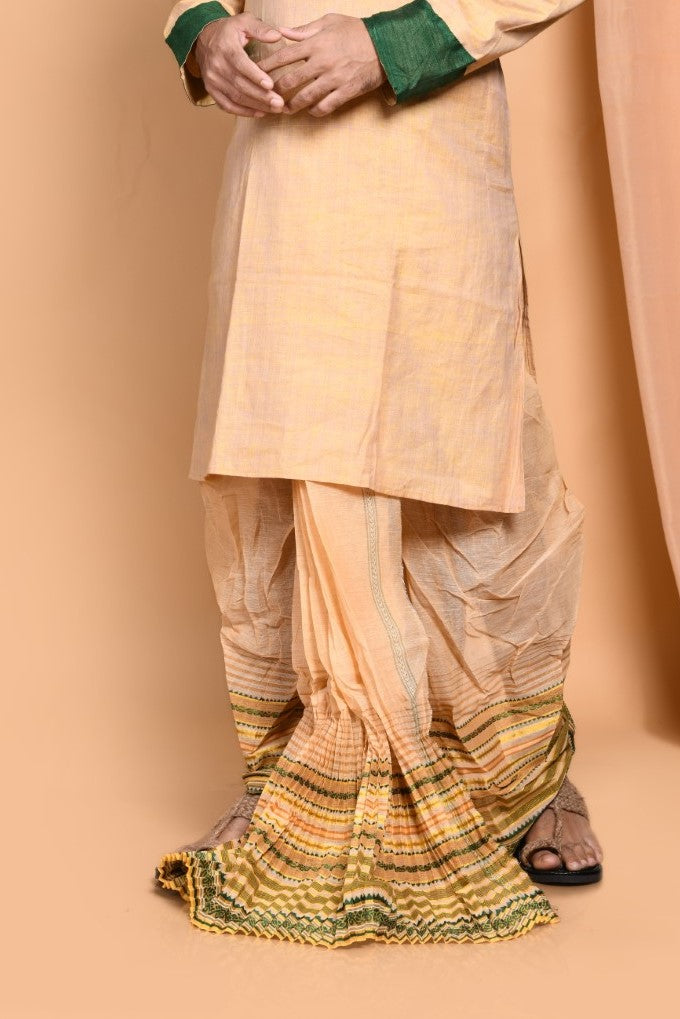 Moyur Puccha Bengali Cotton Dhoti- Ready to wear