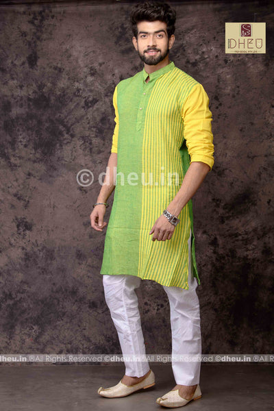 Gorgeous Green - Handloom Pure Cotton Saree-Kurta Couple Set - Boutique Dheu