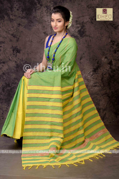 Gorgeous Green - Handloom Pure Cotton Saree-Kurta Couple Set - Boutique Dheu