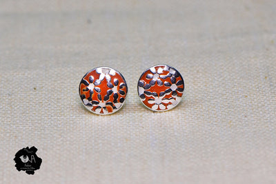 Pure Silver Minakari Studs - Boutique Dheu