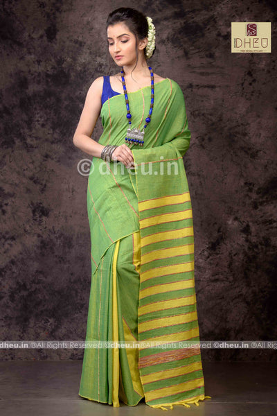 Gorgeous Green - Handloom Pure Cotton Saree-Kurta Couple Set - Boutique Dheu