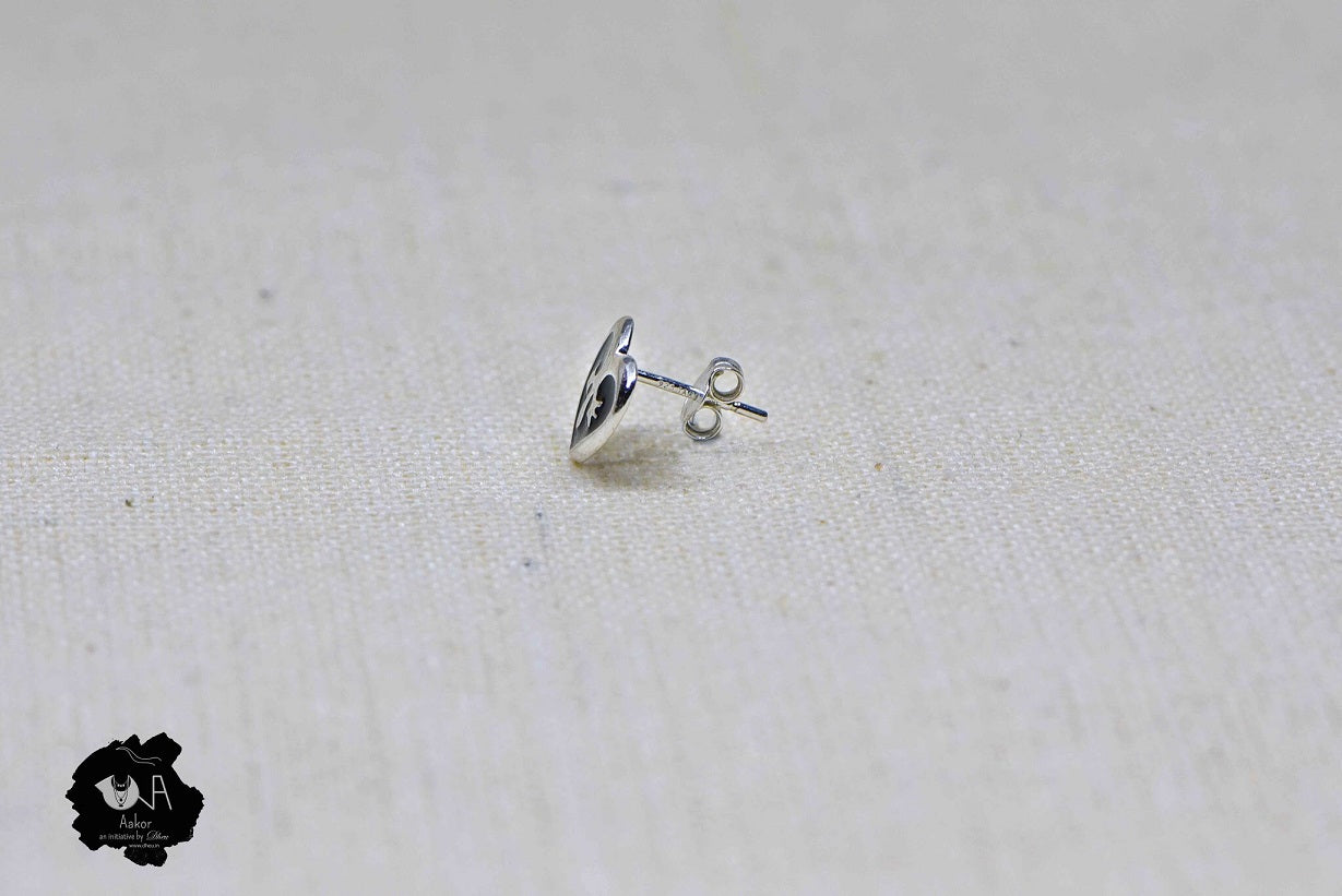 Pure Silver Minakari Studs - Boutique Dheu