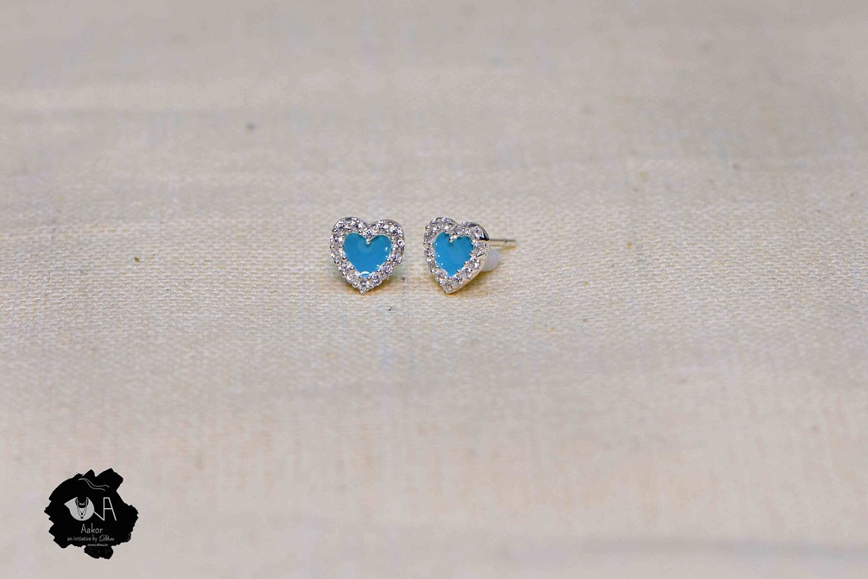 Pure Silver Minakari Studs - Boutique Dheu