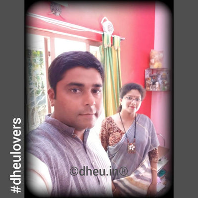 Gizmo Grey- Handloom Pure Cotton Saree-Kurta Couple Set