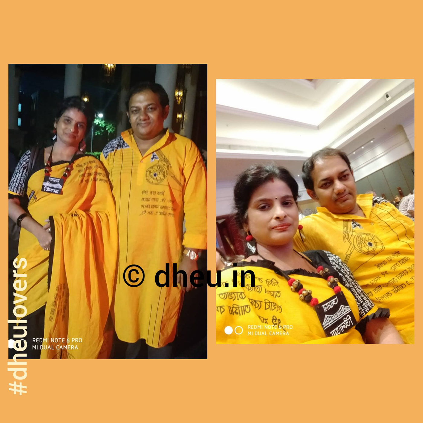 Kolkata Couple Set-Saree-kurta - Boutique Dheu