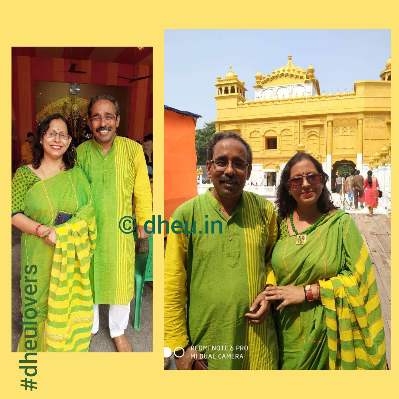 Gorgeous Green - Handloom Pure Cotton Saree-Kurta Couple Set