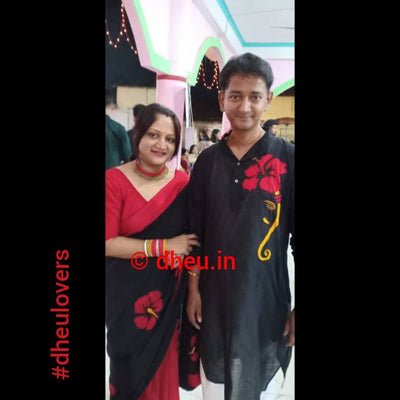 Joba Couple Set-Saree-Kurta - Boutique Dheu