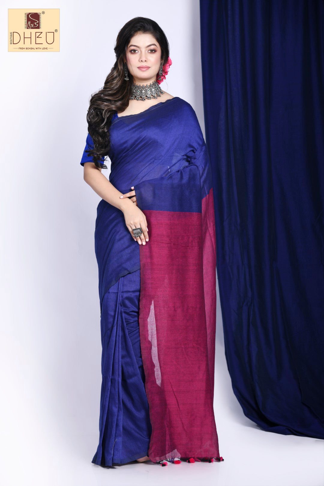 Designer handloom cotton saree at lowest cost only at dheu.in